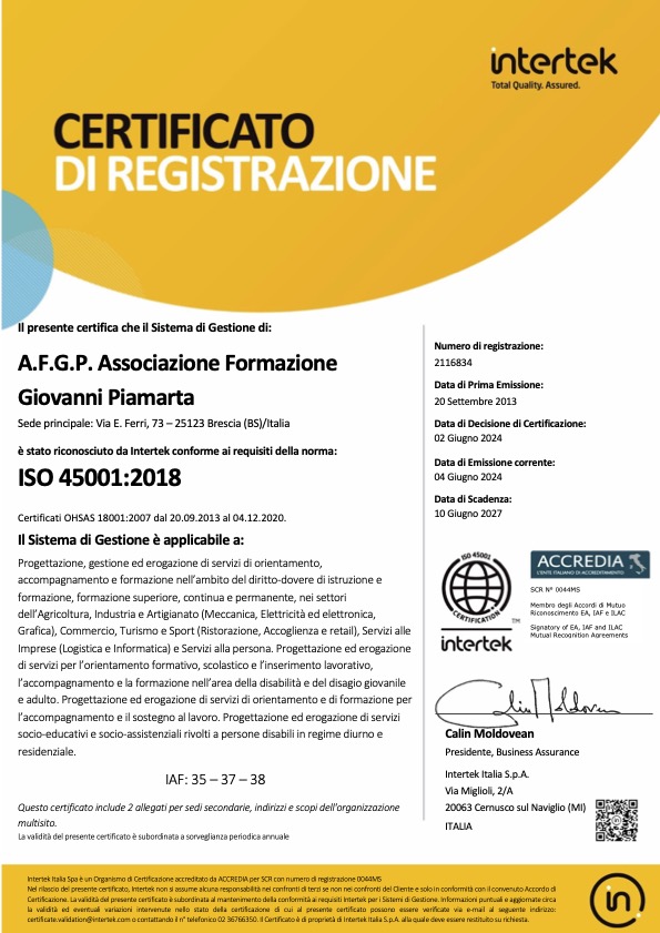 certificazione iso 45001:2018