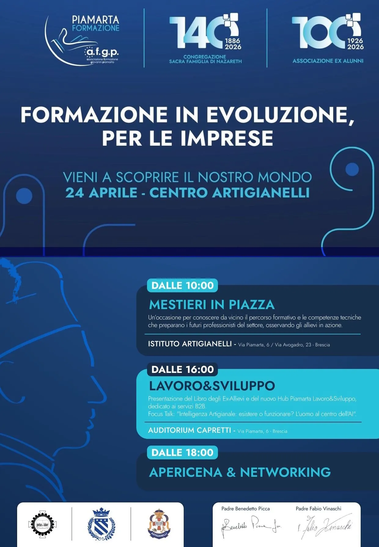 Locandina evento 24 aprile 2026, Cenmtro Artigianelli (Bescia)